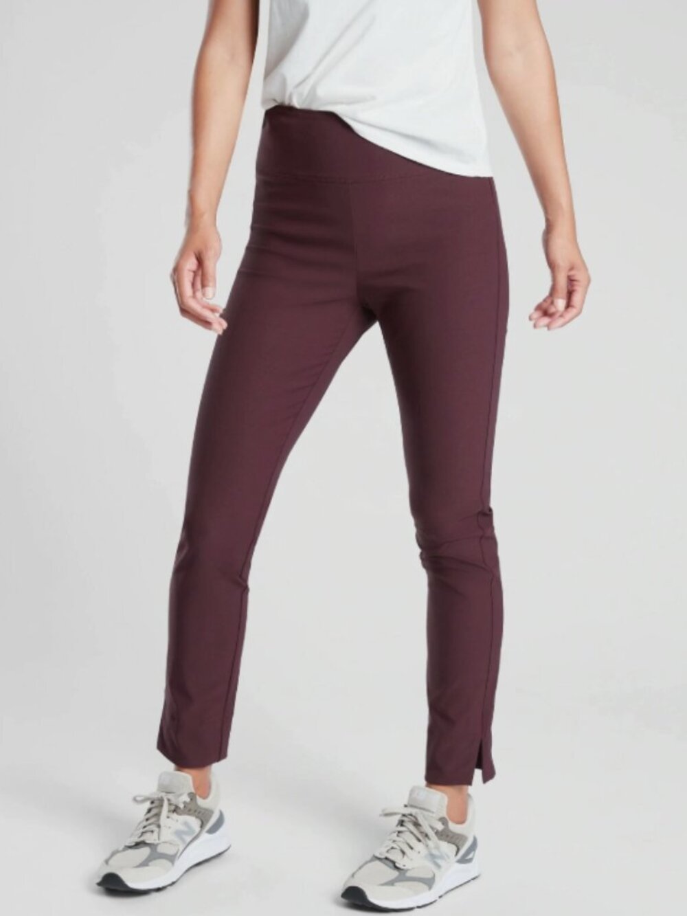 Athleta Wander Slim Ankle Pants Antique Burgundy Stretch Travel Size 6